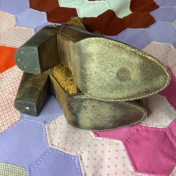 BED|STU BED STU SHOES IRMA GRAPHITO RUSTIC BOOTS HIGH STACKED HEEL LEATHER UPPER - Picture 14 of 16